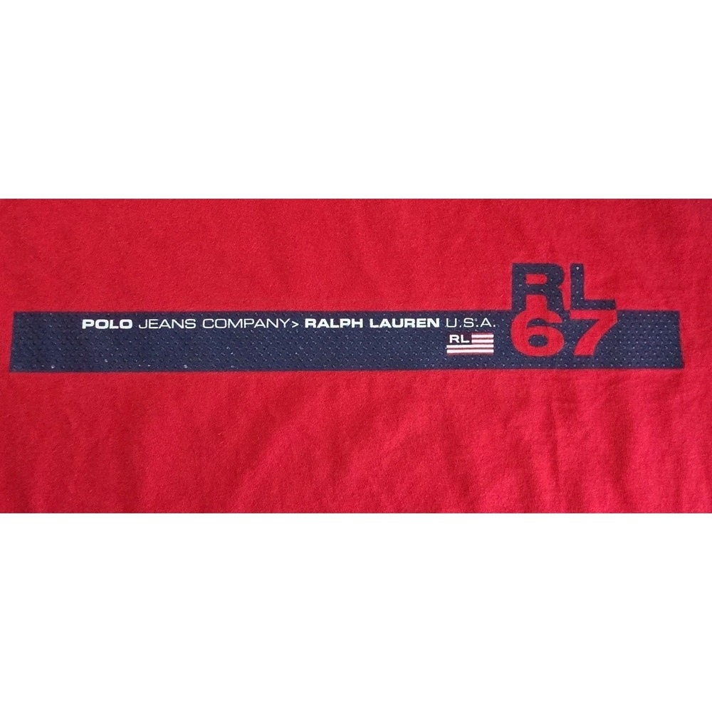 Polo Ralph Lauren Vintage T Shirt 2000's Polo Jeans CO Y2K RL 67 Logo Red Men L
